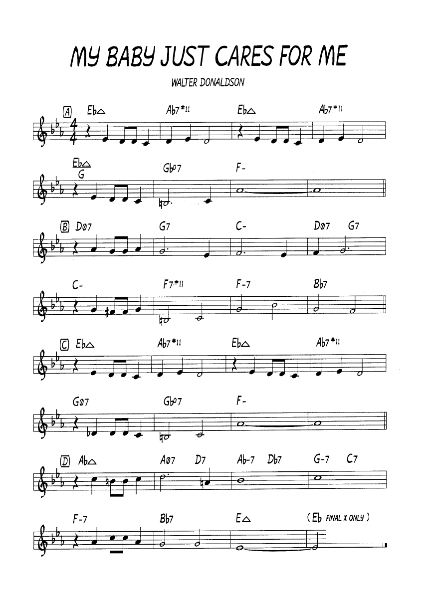 Ноты My Baby Just Cares For Me – Walter Donaldson Скачать Бесплатно