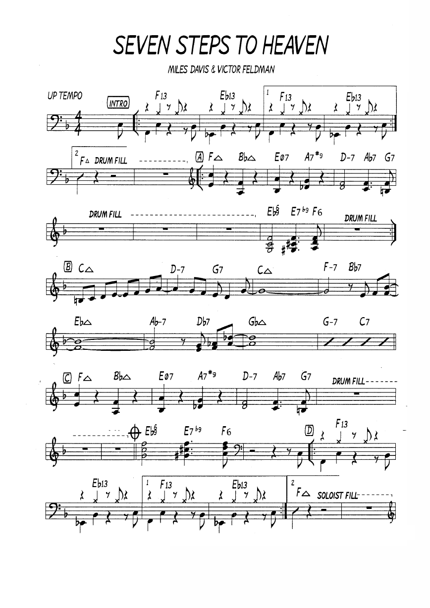 Небеса ноты. Miles Davis - 1963 - Seven steps to Heaven. Seven steps to Heaven Ноты. Ноты джаз стандарта Seven steps to Heaven. Майлз Дэвис Ноты для фортепиано.