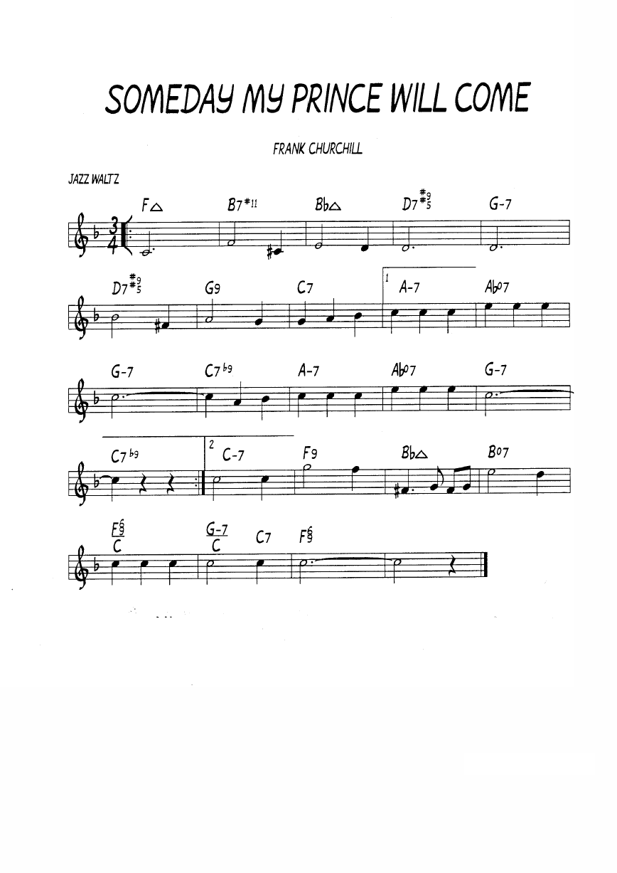 Ноты Someday My Prince Will Come – Frank Churchill, Larry Morey.