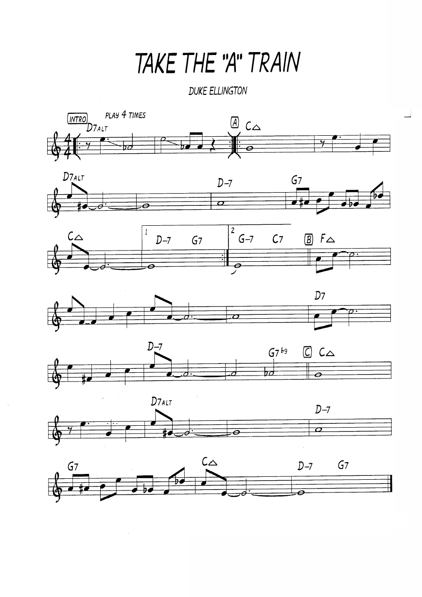 Take музыка. Duke Ellington take the a Train. Take the a Train Ноты для саксофона. Джазовый стандарт take the a Train Ноты. Take the a Train Nikki Yanofsky Ноты.